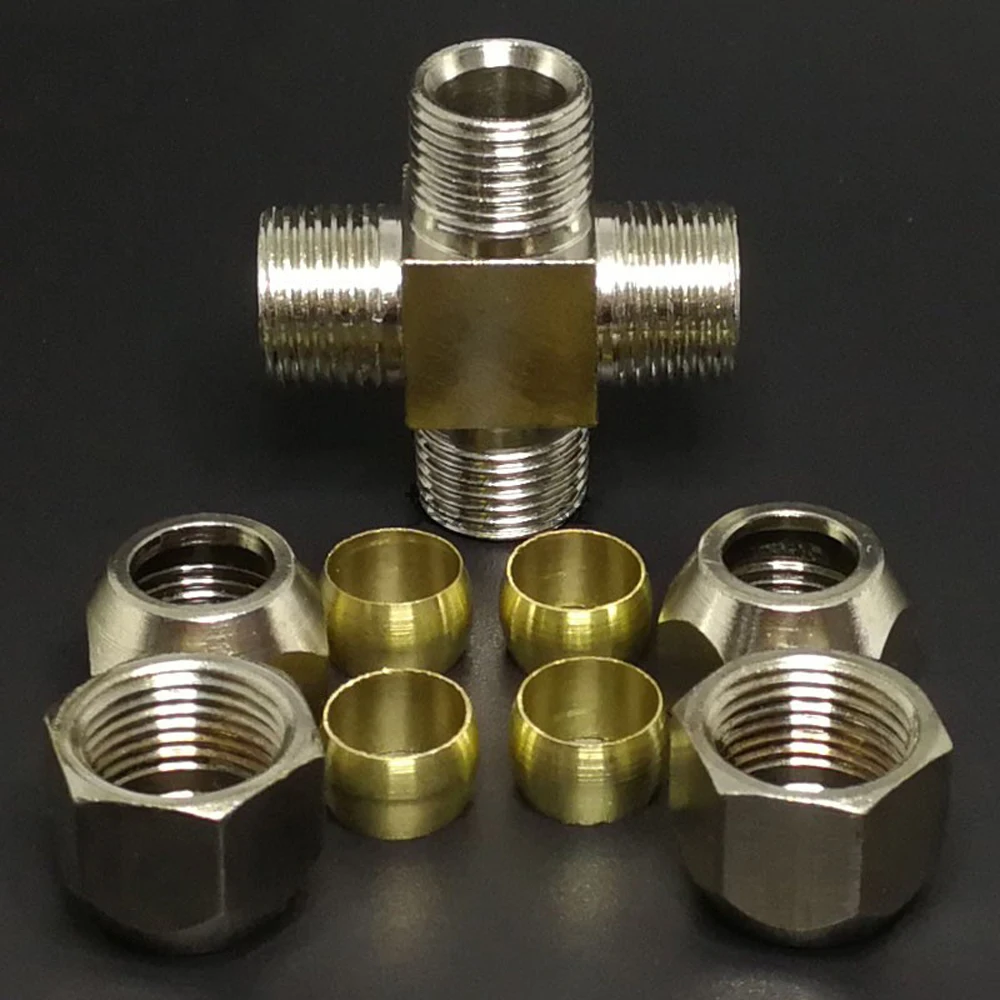 Fit 6/8/10/12mm OD Tube Corss  - огляд і ціна Compression Fitting Brass
