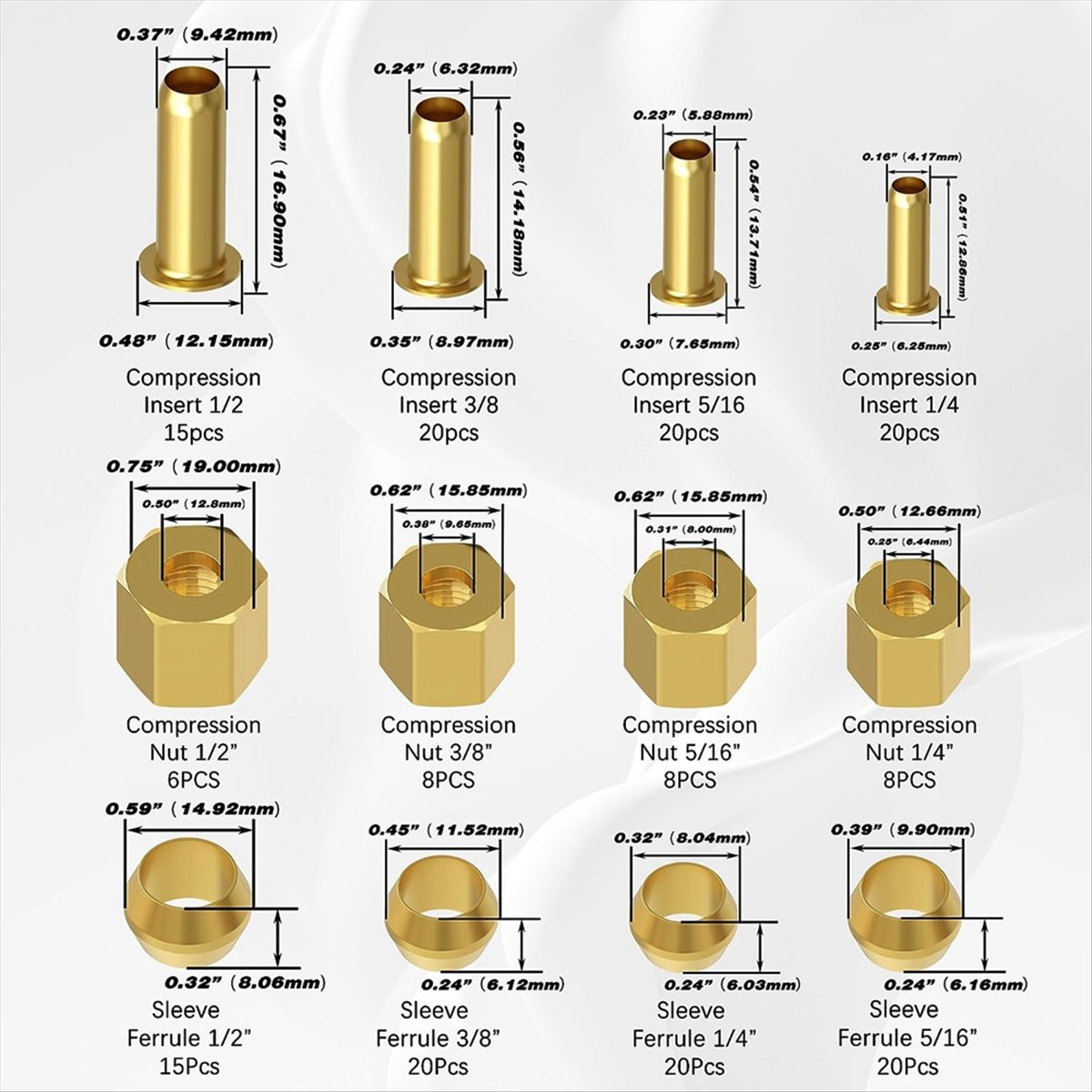 AT16 180PCS Compression Fittin - огляд і ціна Compression Fitting Brass